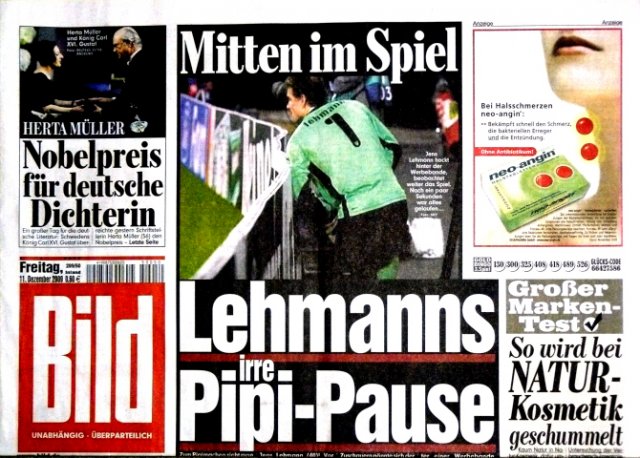 2009-12-11 Mitten im Spiel. Lehmanns irre Pipi-Pause. - Herta Müller Nobelpreis